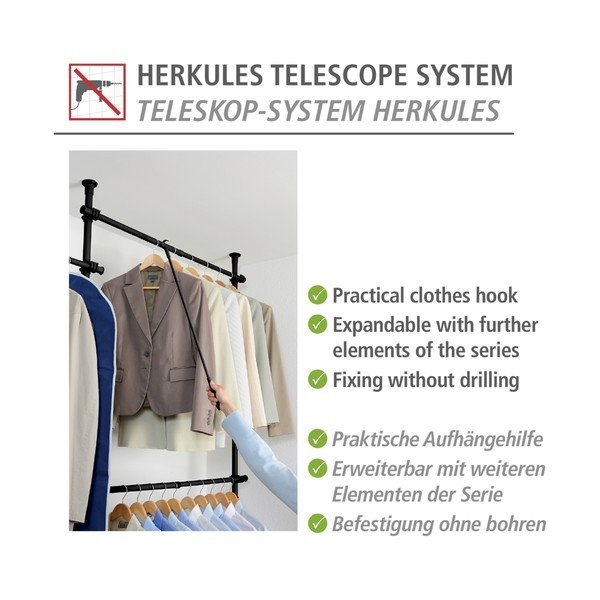 Метален/пластмасов прът за сваляне на дрехи Herkules – Wenko-image-3