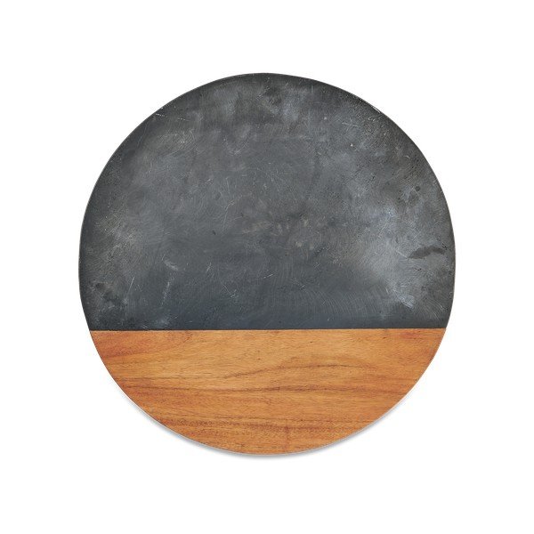 Дъска за рязане, изработена от шисти и акациево дърво, ø 40 cm Fala - Nkuku