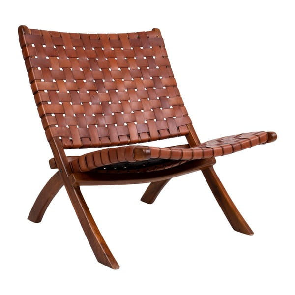 Сгъваем стол от тиково дърво и кожа Montana - House Nordic