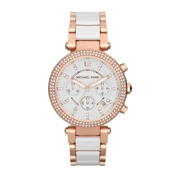 Дамски бял часовник с детайли от розово злато Hanah - Michael Kors