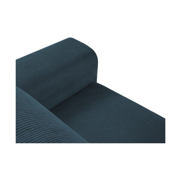 Тъмносин ъглов разтегателен диван от велур , ляв ъгъл Moghan - Micadoni Home-image-1