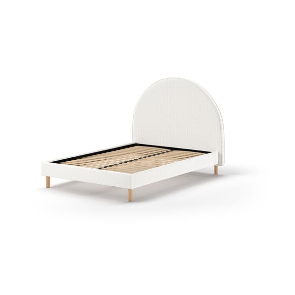 Бяло тапицирано единично легло с решетка 140x200 cm MOON - Vipack-image-2