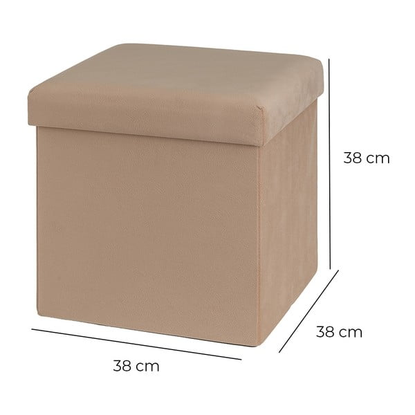 Светлокафява кадифена табуретка Estela – Casa Selección-image-3