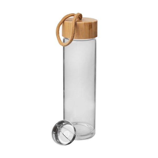Стъклена бутилка за вода с бамбуков капак , 500 ml - Orion-image-3