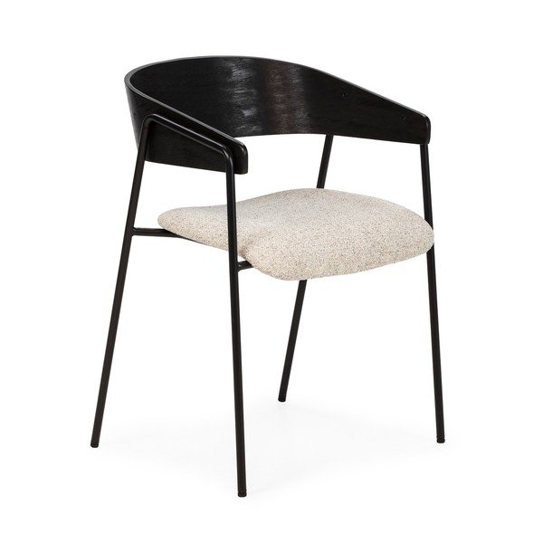 Черни/бежови тапицирани трапезни столове в комплект с подлакътници 2 бр. Cora – MOME