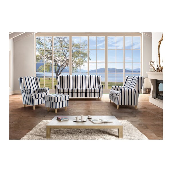 Диван на синьо и бяло райе , 193 см Lorris - Max Winzer-image-3