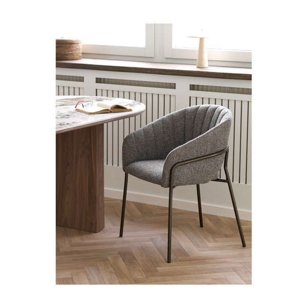 Сив стоманен трапезен стол с подлакътници Costa – House Nordic-image-1