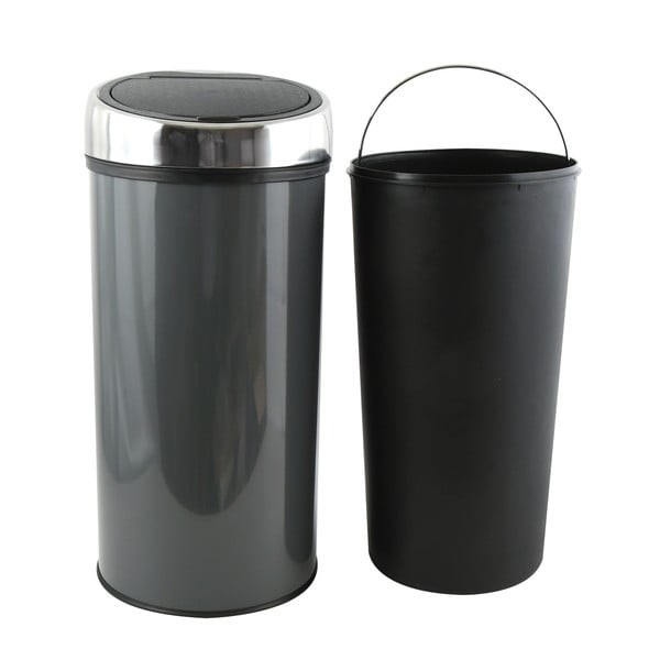 Тъмносиво стоманено кошче за боклук с отваряне с докосване 30 l – MSV-image-2