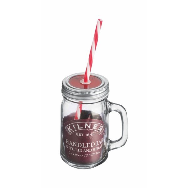 Džbánek Mason jar s víčkem a brčkem Kilner, 0,4 l