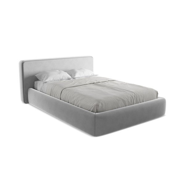 Сиво двойно тапицирано легло с място за съхранение и включена подматрачна рамка 140x200 cm Kiana – Makamii-image-2