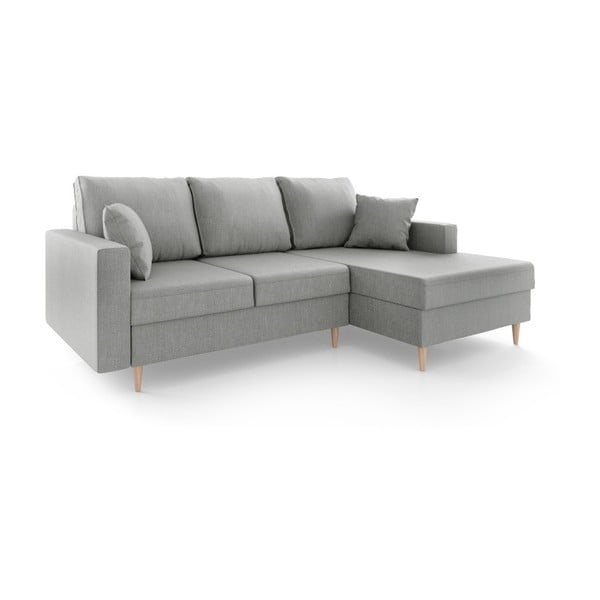 Сив разтегателен диван Aubrieta с място за съхранение, десен ъгъл - Mazzini Sofas
