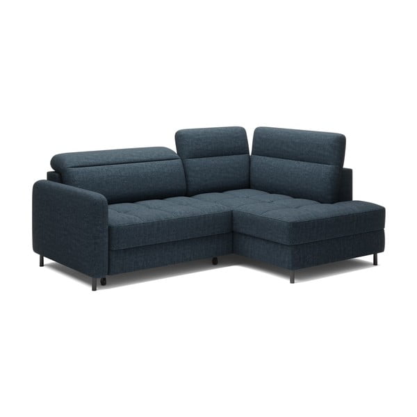 Син кадифен разтегателен ъглов диван с място за съхранение (десен ъгъл L форма) Barea – ELTAP-image-2