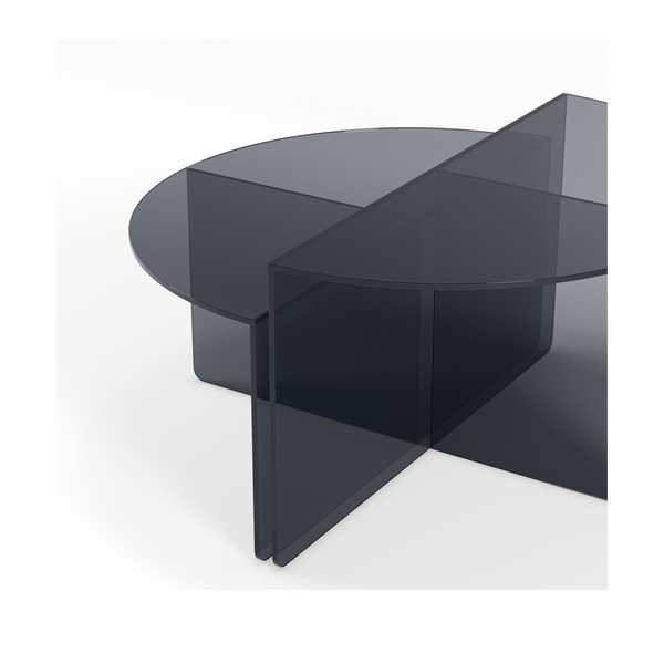 Сиви стъклени кръгли масички за кафе в комплект 2 бр. ø 80 cm Velta – MOME-image-4