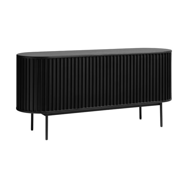 Черен нисък скрин в дъбов декор с плъзгащи се врати 73x160 cm Siena - Unique Furniture-image-2