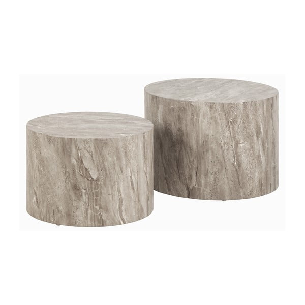 Сиви кръгли масички за кафе в комплект от 2 бр. от камък ø 58 cm Dice – Actona