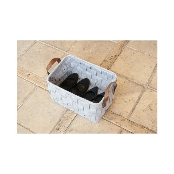 Světle šedý úložný košík s koženými úchyty PT LIVING Storage, délka 38 cm-image-4