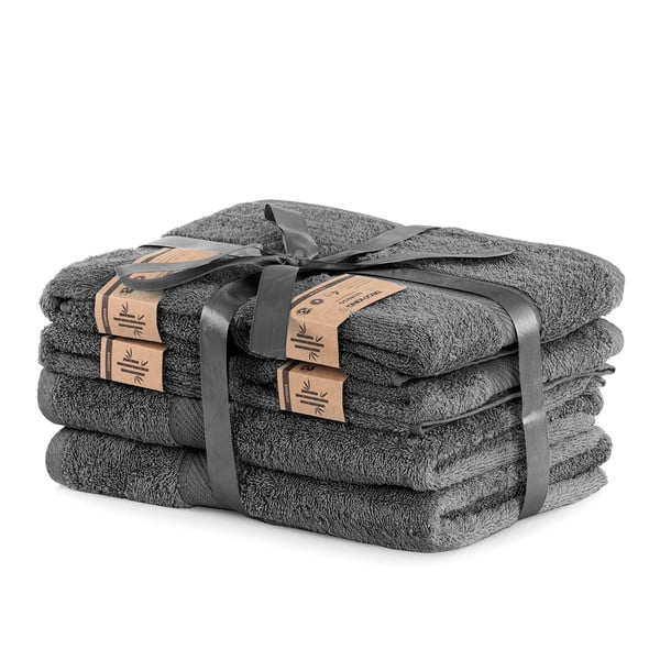 Комплект от 2 тъмносиви кърпи и 4 хавлии Charcoal Bamby - DecoKing-image-1