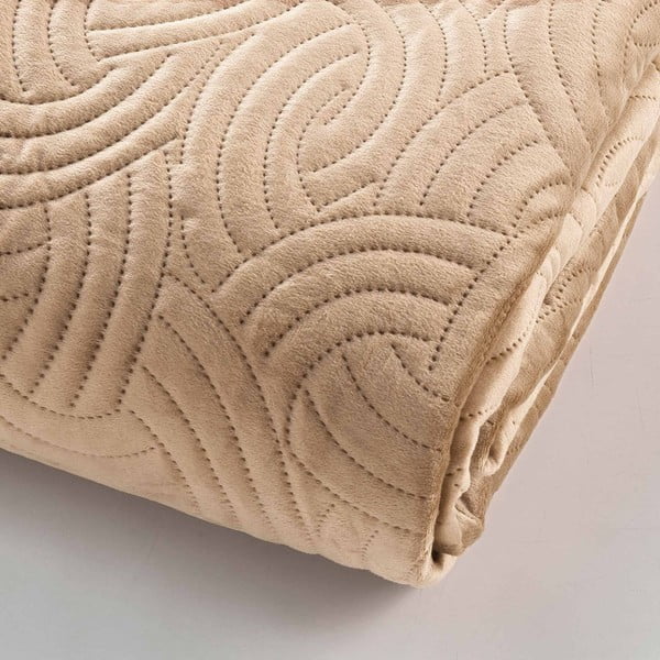 Светлокафяво комплект шалте и калъфка за възглавница 240x260 cm Solange – douceur d'intérieur-image-2