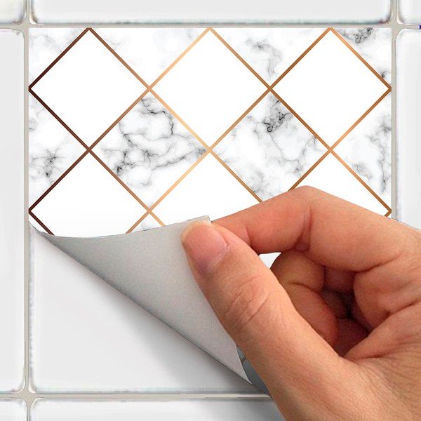 Комплект от 24 стикера за стена Marble and Goldy, 10 x 10 cm - Ambiance-image-3