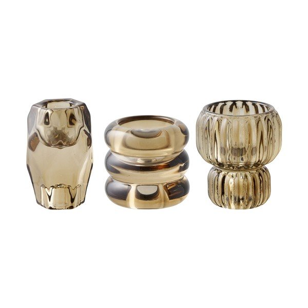 Стъклени свещници в комплект за чаена свещ 3 бр. – House Nordic