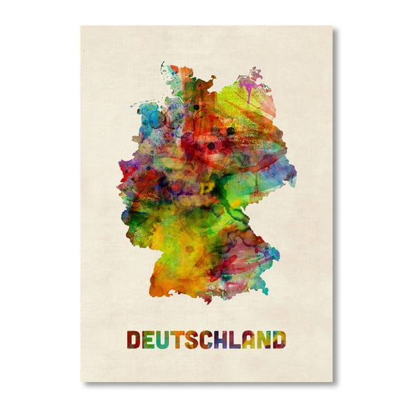 Plakát s pestrobarevnou mapou Německa Americanflat Art, 60 x 42 cm