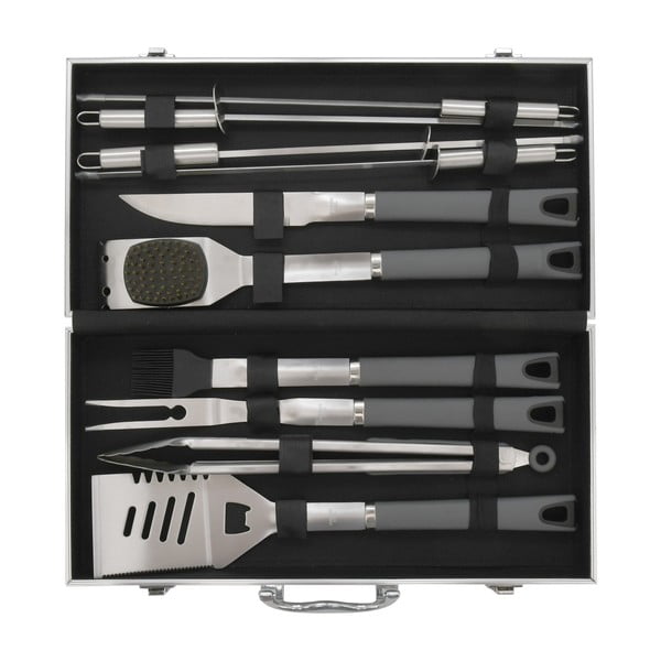 Комплект от 11 инструмента за печене на скара в алуминиев калъф Grey Line - Cattara-image-2