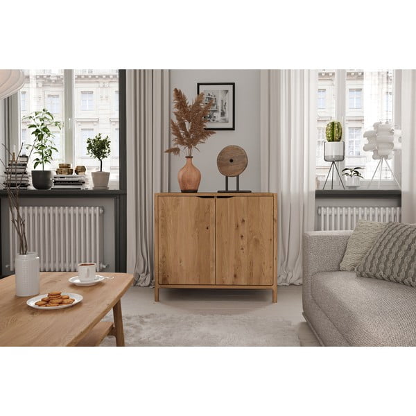 Шкафче от масивен дъб в естествен цвят 95x80 cm Twig – The Beds-image-3