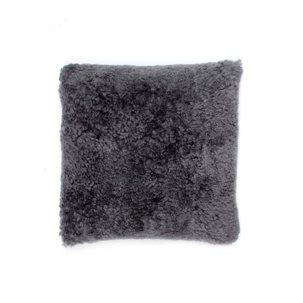 Antracitově šedý vlněný polštář z ovčí kožešiny Auskin Argyll, 35 x 35 cm