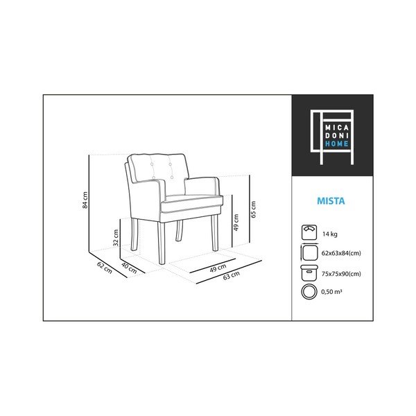 Černé křeslo s područkami  Micadoni Home Mista-image-1