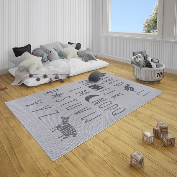Сив детски килим Писма, 80 x 150 cm - Ragami-image-3