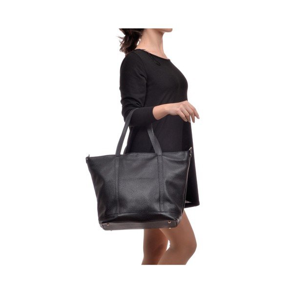 Черна кожена чанта Mangotti Muriel - Mangotti Bags-image-1