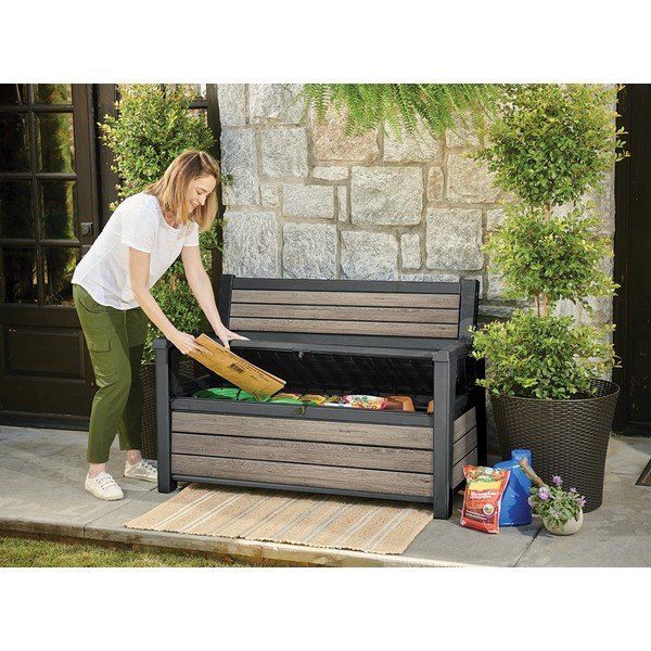 Кафява пластмасова градинска пейка Deco – Keter-image-4