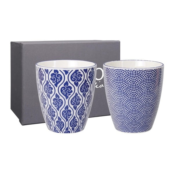 Sada 2 modrých porcelánových hrnků na čaj Tokyo Design Studio Dots & Clouds
