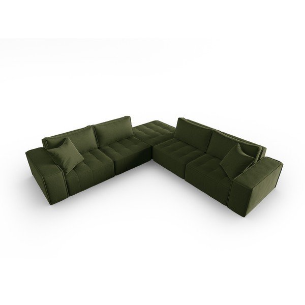 Зелен ъглов диван Mike - Micadoni Home-image-2