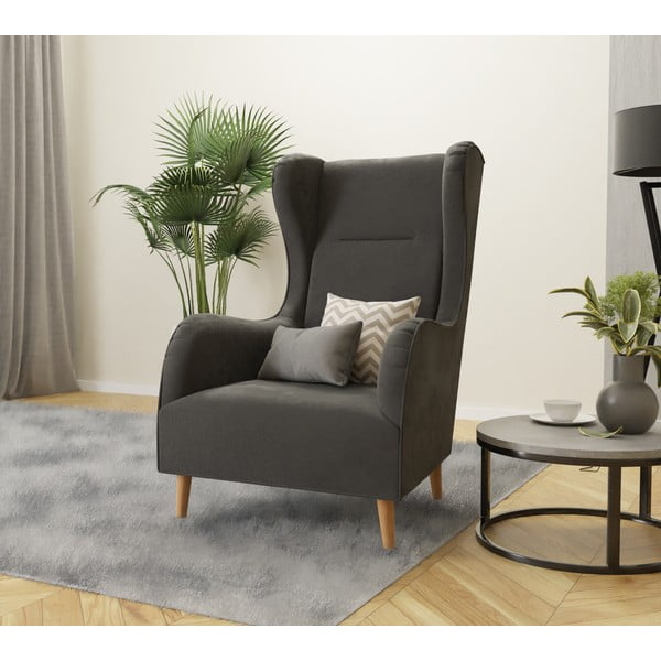 Тъмносиво кадифено кресло Carole - Ropez-image-3