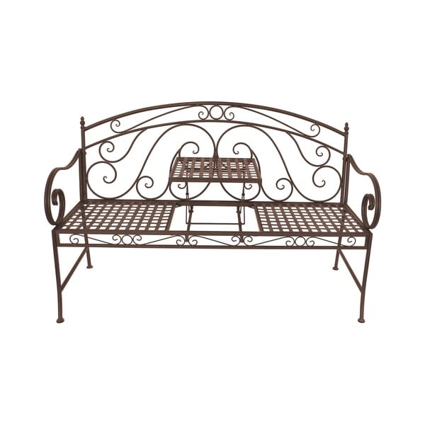 Кафява метална градинска пейка Saket – Garden Pleasure-image-3