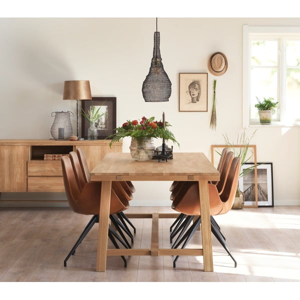 Трапезна маса от полирана дъбова дървесина , 220 x 95 cm Brooklyn - Rowico-image-3