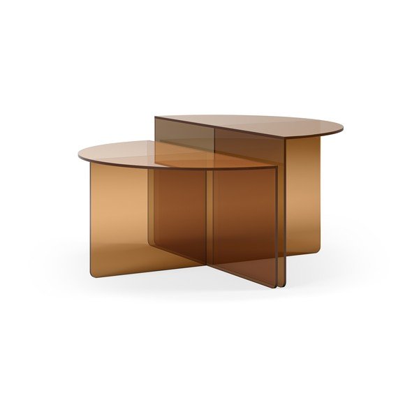 Кафяви стъклени кръгли масички за кафе в комплект 2 бр. ø 80 cm Velta – MOME