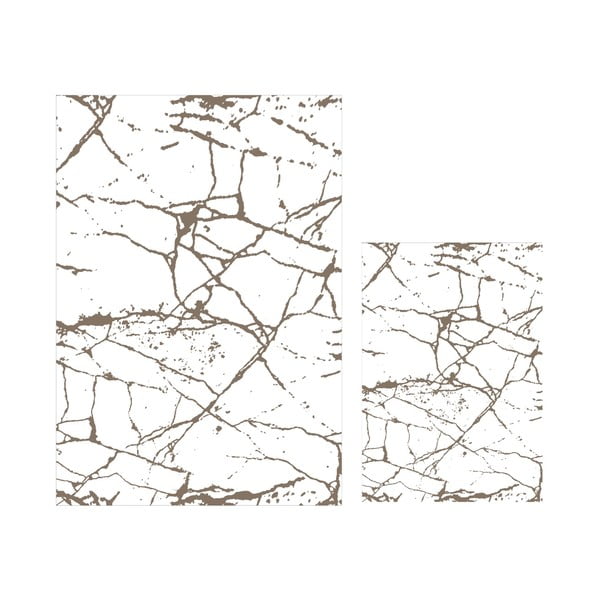 Бели/кафяви килими за баня в комплект 2 бр. 60x100 cm Cracks – Mila Home