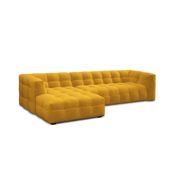 Ъглов диван от жълто кадифе , ляв ъгъл Vesta - Windsor & Co Sofas-image-3