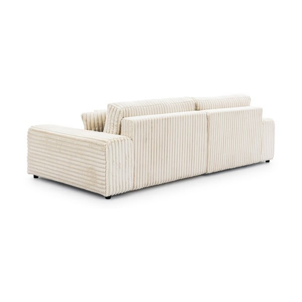 Кремав разтегателен ъглов диван от рипсено кадифе с място за съхранение (ляв ъгъл) Sarina – Ropez-image-3