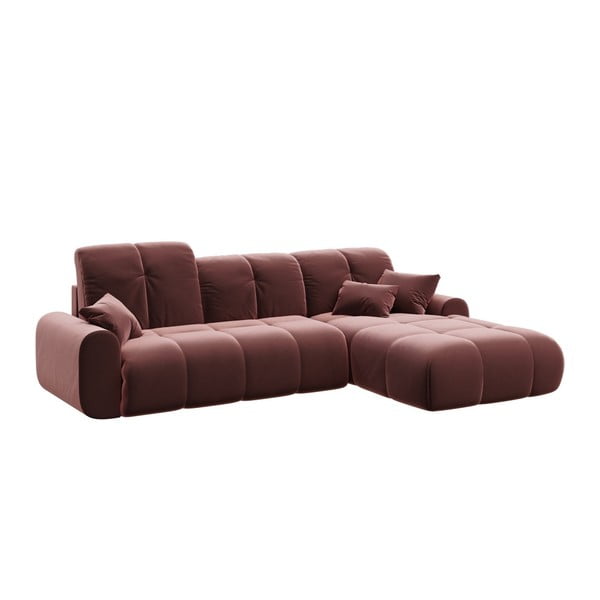 Тъмнорозов кадифен диван Devichy ъглов диван, десен ъгъл Tous - devichy