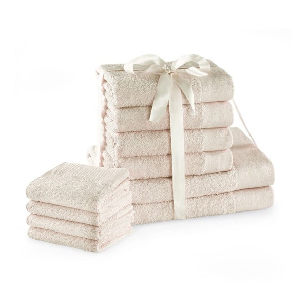 Кремави памучни хавлии и кърпи за баня в комплект от 10 бр. от тери Amari – Restilo