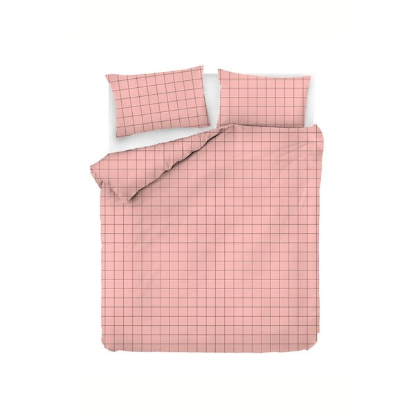Розово удължено памучно спално бельо за двойно легло 200x220 cm Piga - Mijolnir