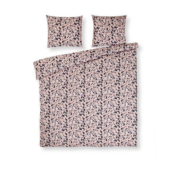 Розов памучен чаршаф за единично легло Famke, 140 x 200 cm - Ekkelboom
