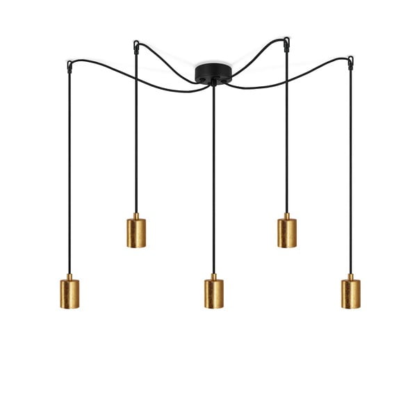 Черна висяща лампа с пет рамена и златни детайли Cero - Sotto Luce