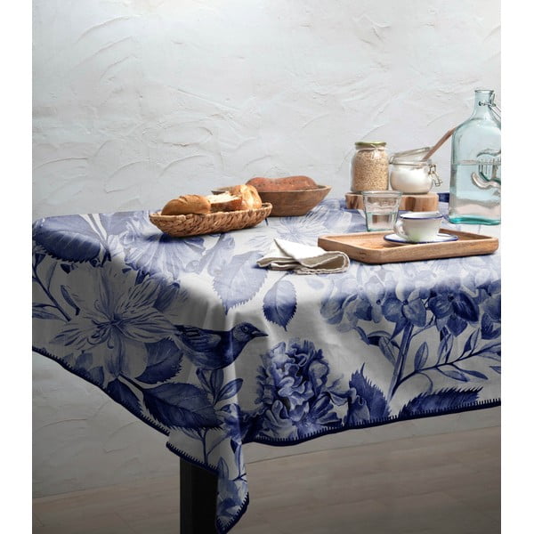 Бяла и синя покривка за маса Blue Birds - Really Nice Things-image-1