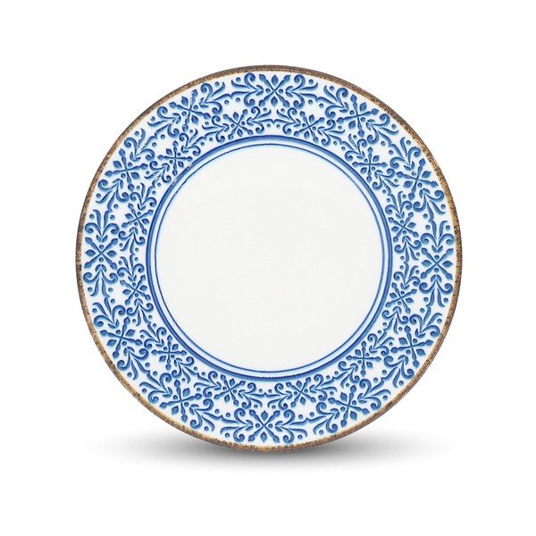 Бяла/синя порцеланова чиния ø 25 cm Azul – BonBistro