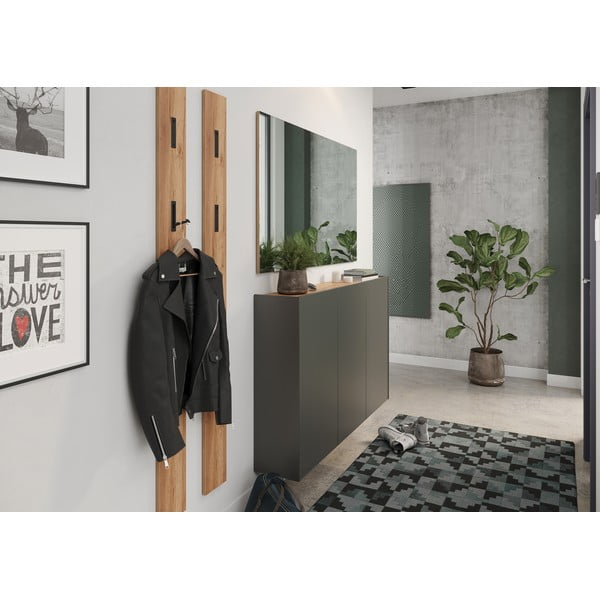 Антрацитно висящо шкафче от декор от дъб  138x87x25 cm Libbiano – Germania-image-1