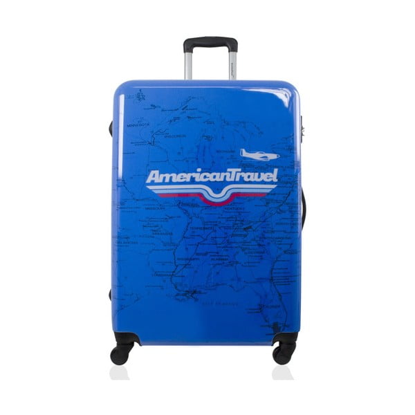 Modrý cestovní kufr na kolečkách American Travel, 75 l